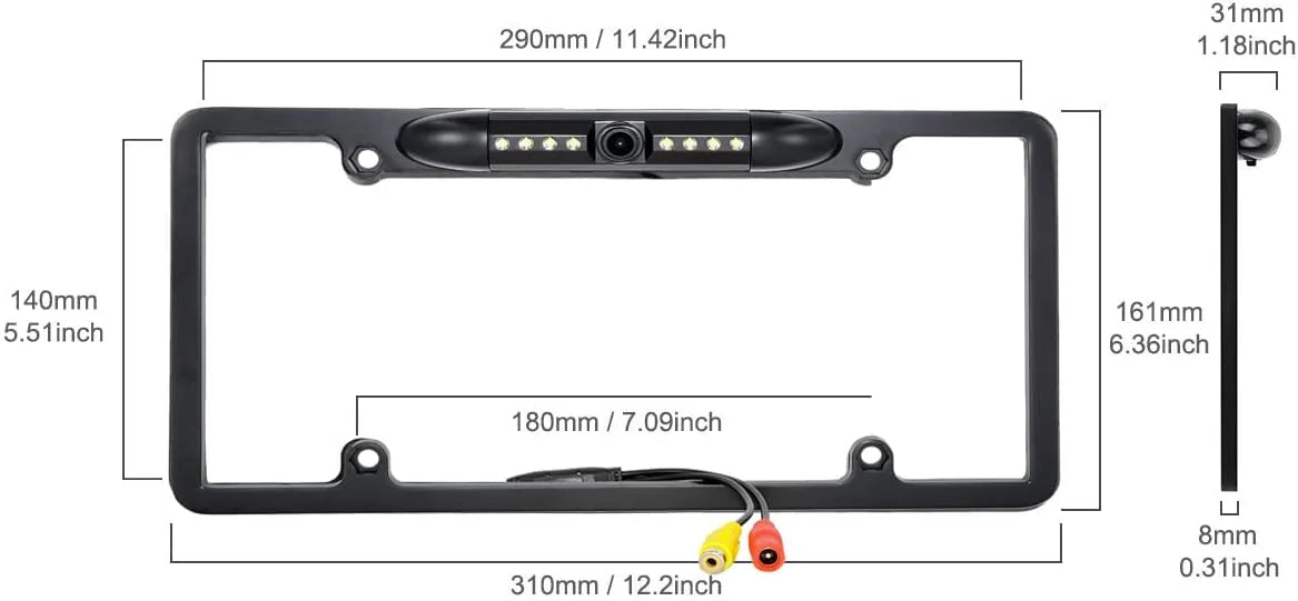 Backup Camera Rearview License Plate Frame for JVC KWM856BW KW-M856BW ebony