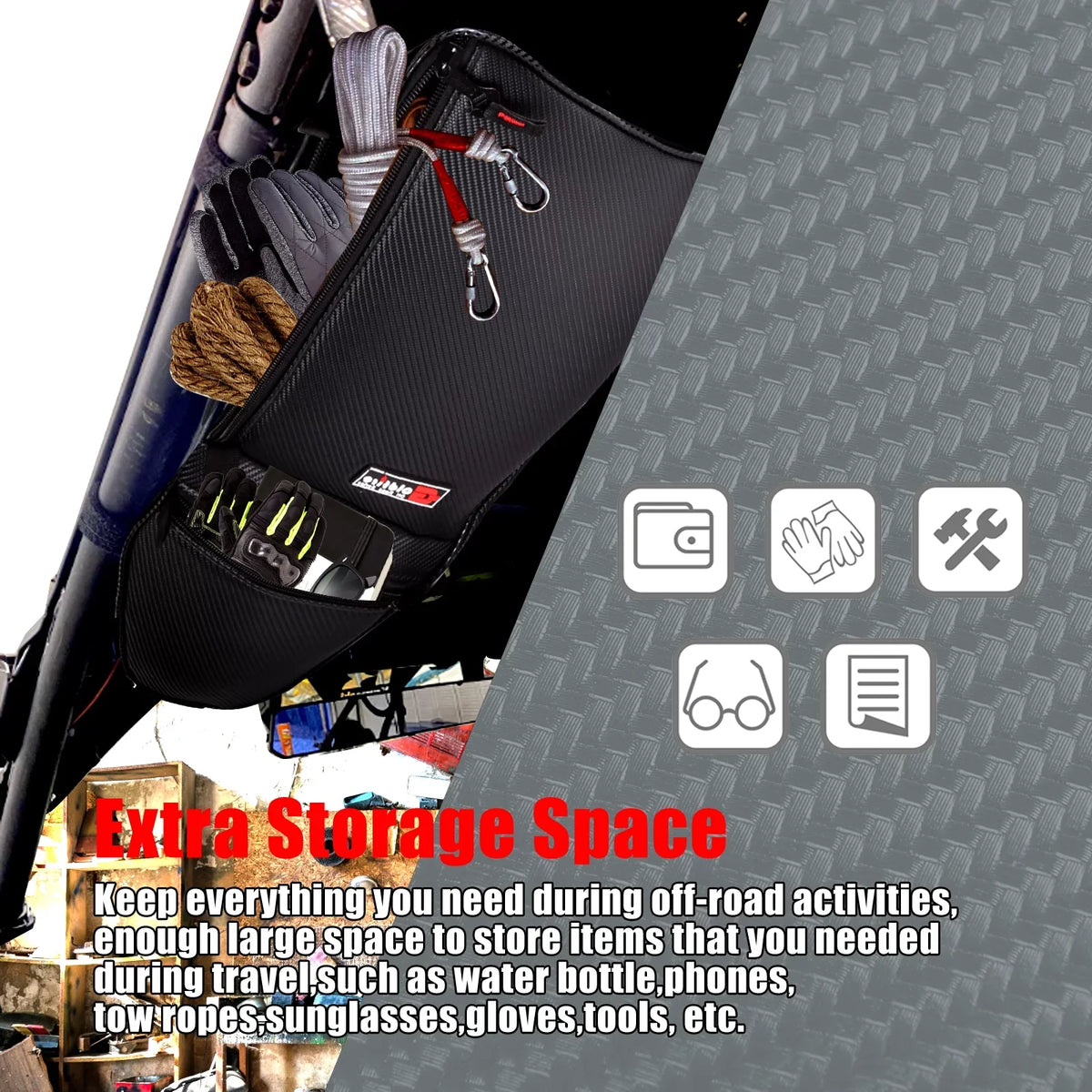 2 Pack Talon Storage Bag UTV Accessories 1680D Fabric Talon Overhead Bag Organzier for Honda Talon 1000X 1000R 2019-2021