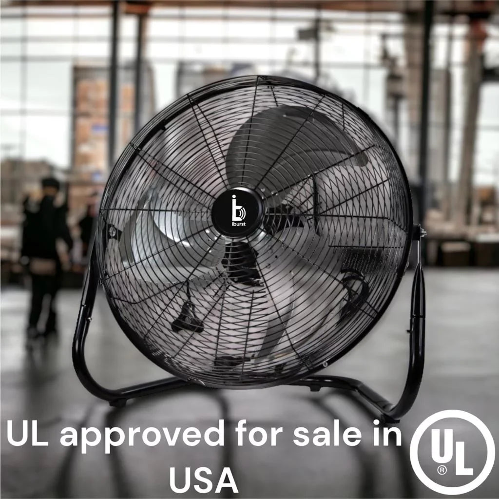iBurst Ib-218 18 inch 3-Speed High Velocity Heavy Duty Metal Industrial Floor Fans ebony