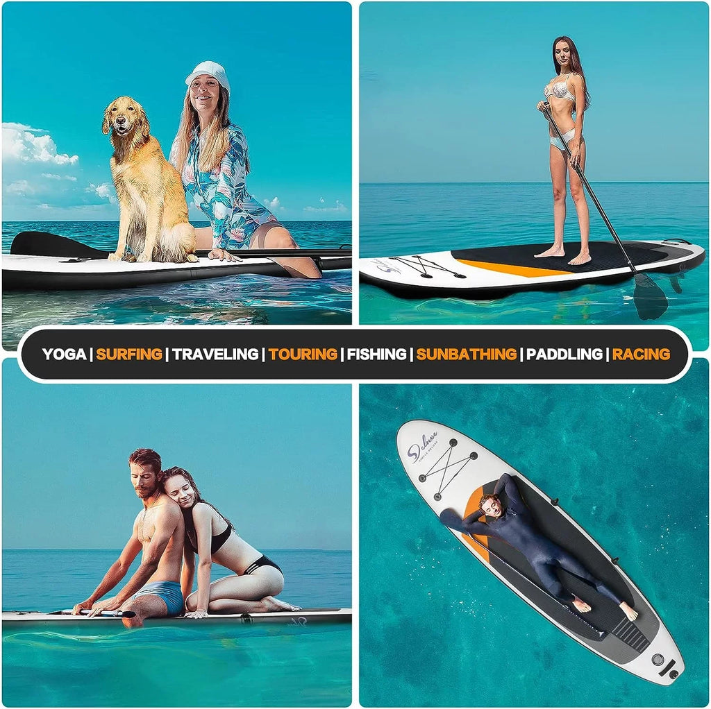KEHOMY Inflatable Stand Up Paddle Board – Simple Deluxe Premium SUP for All Skill Levels,for Youth & Adults, Blow Up with Accessories & Backpack, Surf Control, dark