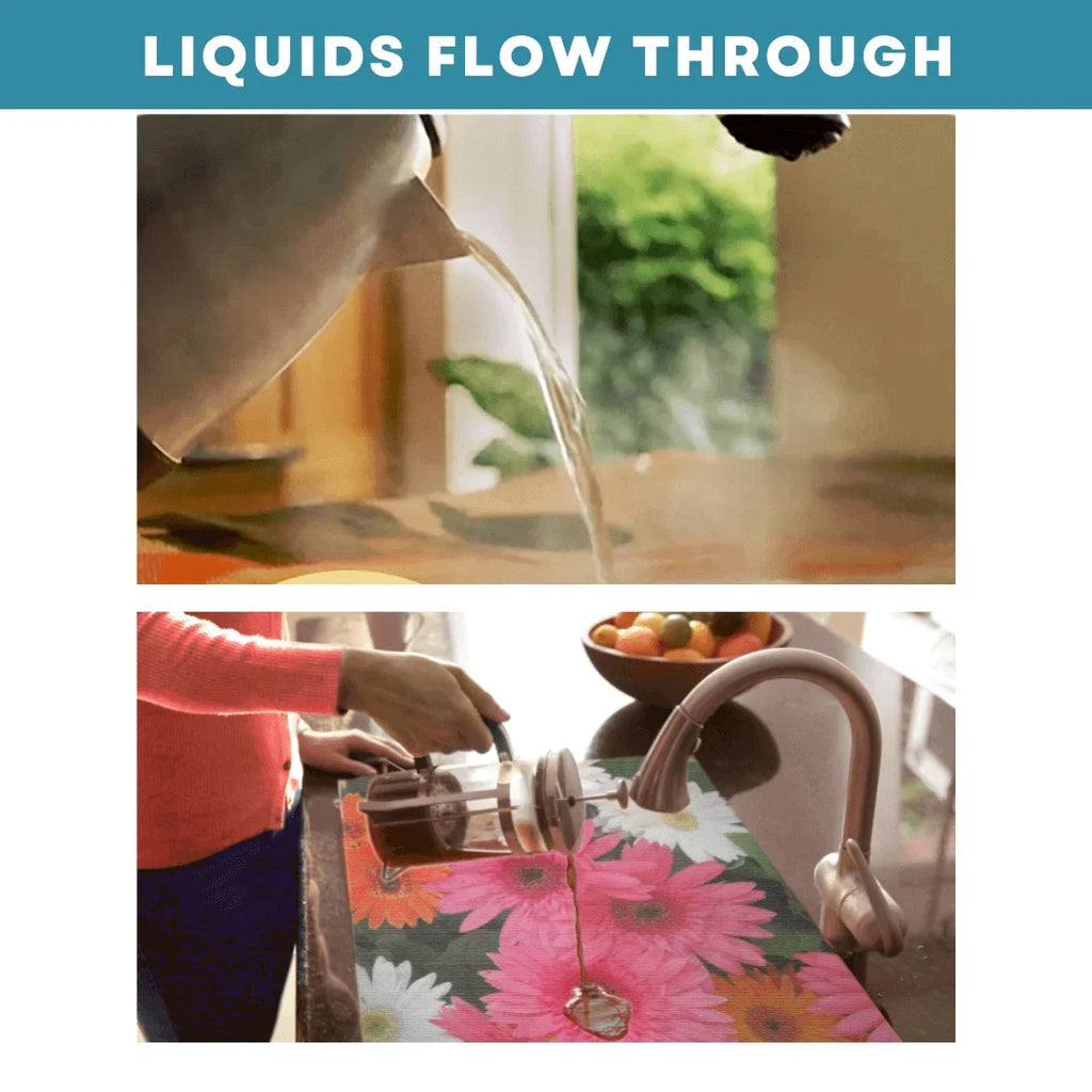 Design: Single Sunshine Stream 30" x 20"  SK1-SS. Sink Out of Sight- Home Decor Kitchen Sink Cover, Hot/Cold Liquids and Debris Pass Through Cover, adjustable, 2 sizes