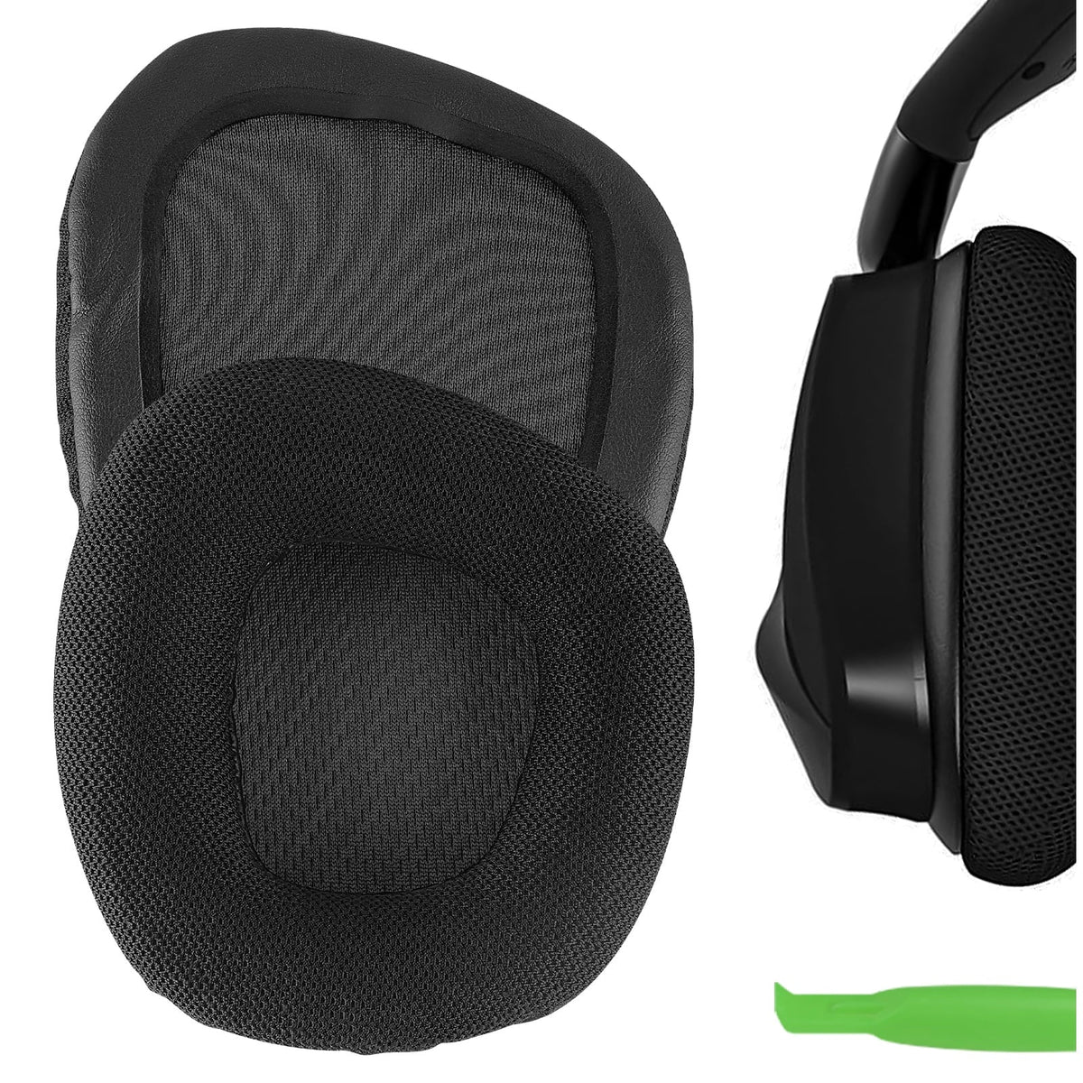 Geekria Comfort Mesh Fabric Replacement Ear Pads for Corsair VOID PRO, Void, Void Pro RGB, Void Pro RGB SE, Void Elite, Void Elite RGB Headphones Ear Cushions, Ear Cups Cover Repair Parts (dark)