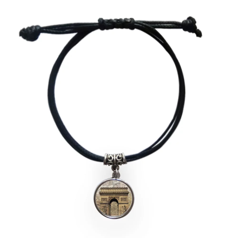 Arch Of Triumphal Best Paris Bracelet Leather Rope Wristband dark Jewelry
