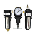 Interstate Pneumatics WC1081HDAG-250 1/2 inch Large 'T' Handle Poly Bowl Filter Regulator Lubricator Integral Combo Made in USA.