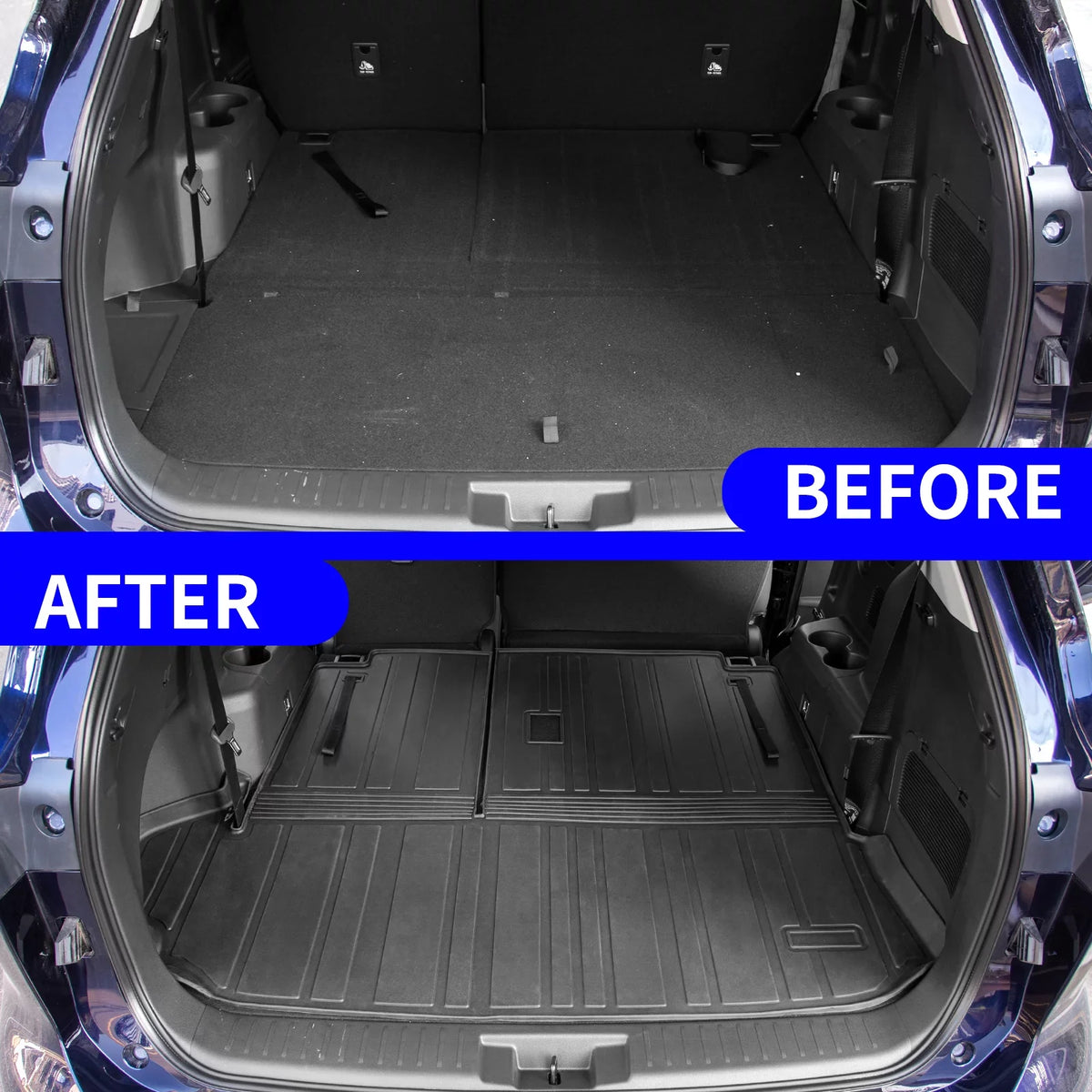 Cargo Mat Compatible with 2020-2024  Highlander Trunk Mat Cargo Liner TPE Back Seat Cover Protector 2022 7 Seats Highlander Accessories (2020-2023, Trunk Mat with Backrest Mat)