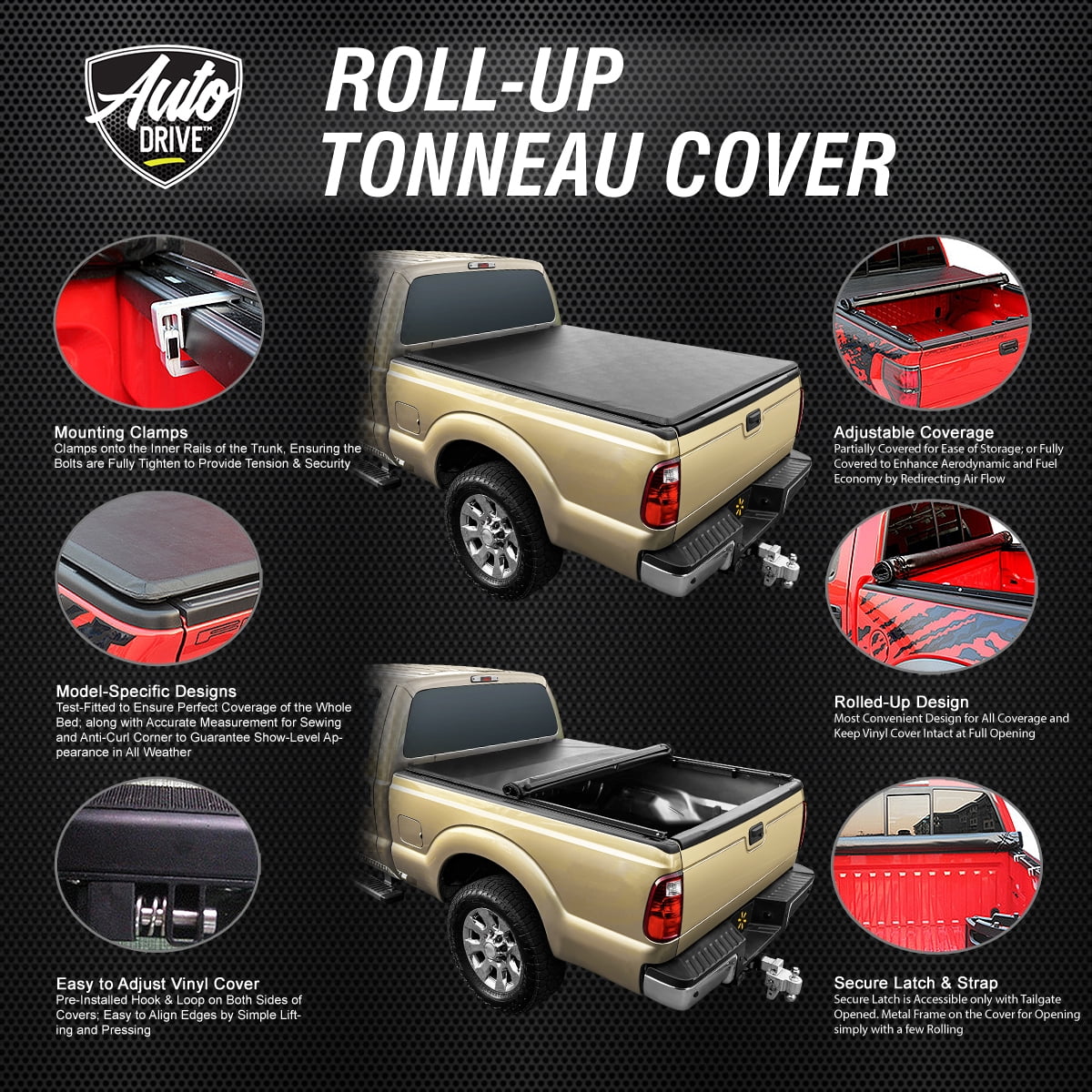 Auto Drive Soft Roll up Truck Bed Tonneau Cover Fits 19-23  Ranger 6Ft Bed