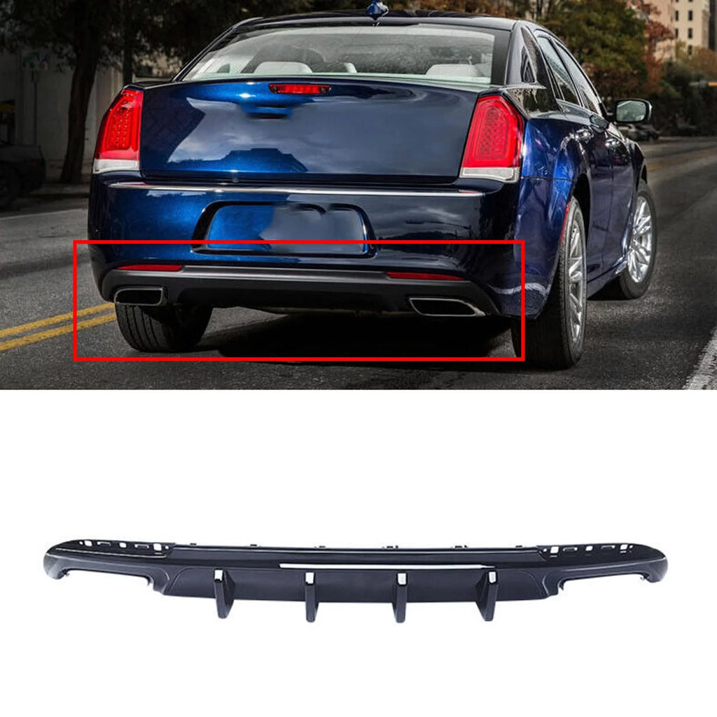 NINTE Rear Diffuser for 2015-2022 Chrysler 300 SRT Back Lip Gloss ebony Square Exhaust