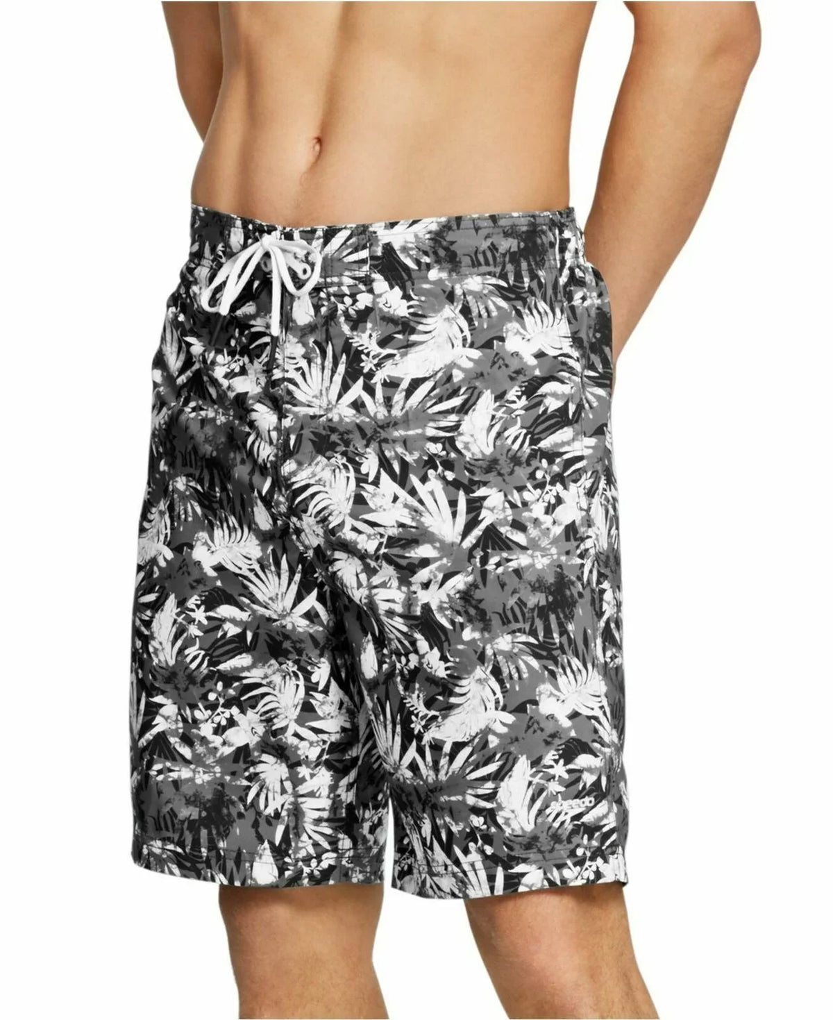 Speedo Men's Bondi Ombré Gradient Floral 2-Way Stretch 9" Board Shorts charcoal-Sm