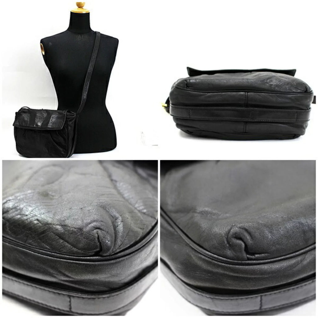 Pre-Owned Loewe Leather Shoulder Bag Anagram dark LOEWE Ladies (Good)