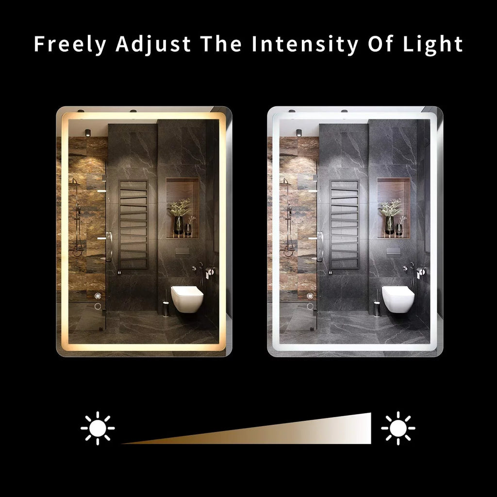 Simple Deluxe 36 x 28 inch Large Wall Anti-Fog Dimmable LED Bathroom Vanity Makeup Mirror with White/Warm Light(Horizontal/Vertical), Transparent