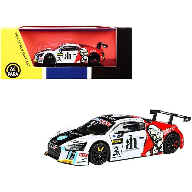 3 Ash Samadi - Daniel Gaunt - Matt Halliday KFC Bathurst 12 Hour 1 by 64 Diecast Model Car for 2017 Audi R8 LMS. No. 2.75 in
