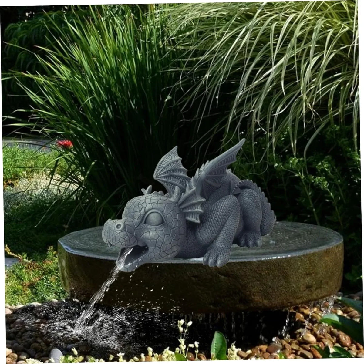 Dragon Fountain Resin water feature Spouting Dragon Garden Statue Weather Resistant Realistic Water Spray Dragon Statue for Yard Park Courtyard lake Pool