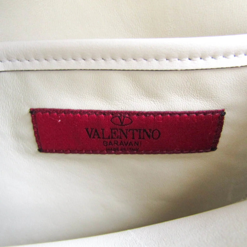Pre-Owned Valentino Garavani Women,Men Leather Shoulder Bag Light Beige (Good)
