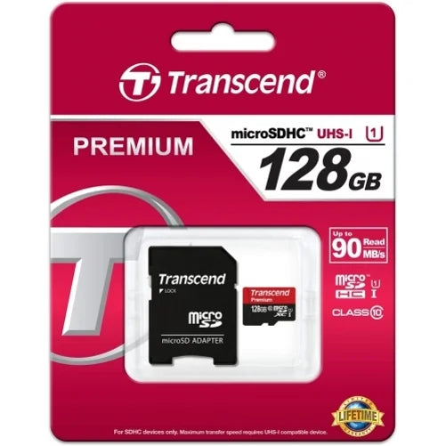 128GB Memory Card with Zipper Case (Not a phone case) - Transcend High Speed MicroSD Class 10 MicroSDXC Compatible for  Tab M10 Plus 10.3 -  K7, Q6, V10, K10,K30, Velvet, K8X, G3 - V2Z
