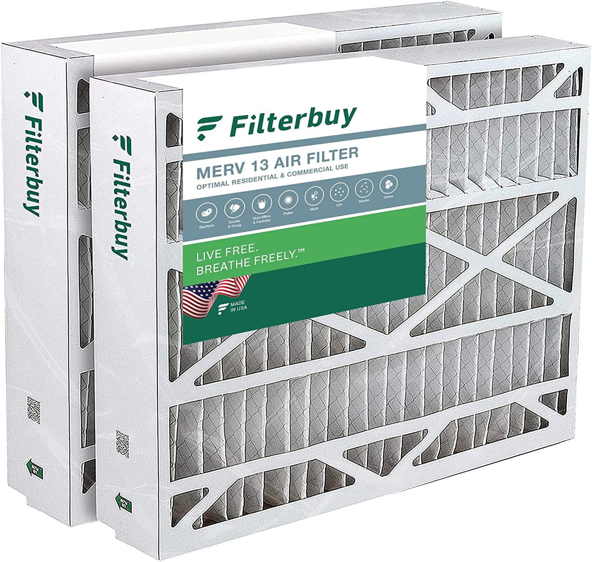 Filterbuy 20x25.25x3.5 MERV 13 Pleated HVAC AC Furnace Air Filters for Aprilaire Space-Gard 102/2120 (2-Pack)