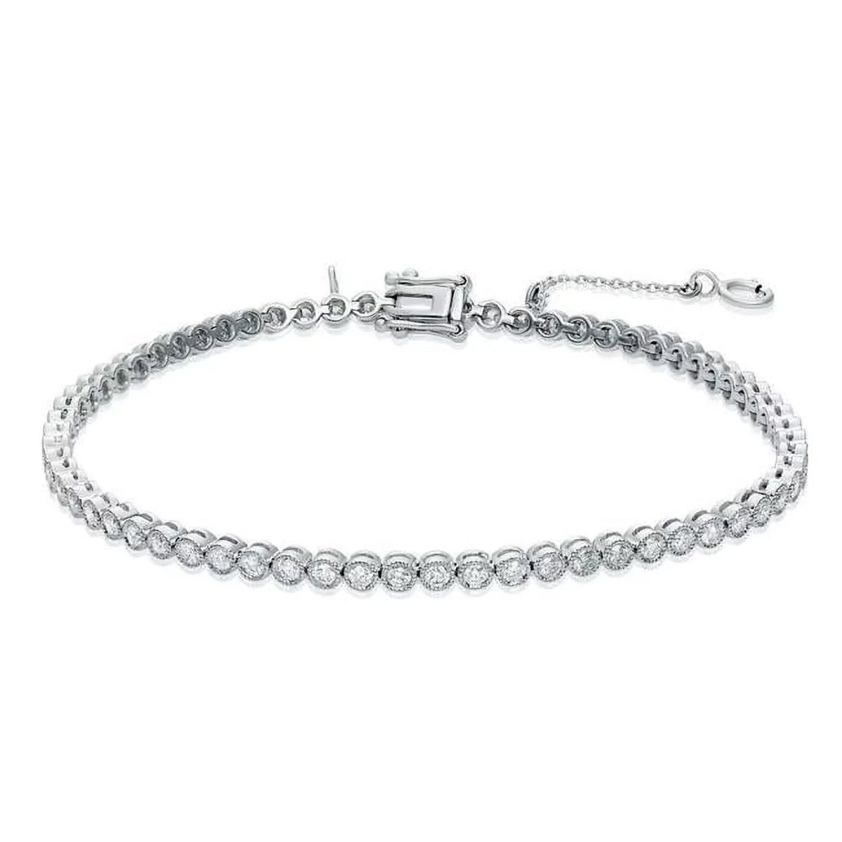 Harry Chad Enterprises 23551 3.3 CT 14K White Gold Bezel Set Round Diamonds Tennis Bracelet
