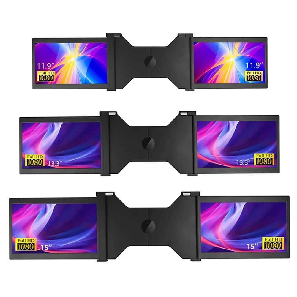 Anself 13.3 25mm Portable Triple-screen  Laptop Expansion Screen 1920*1080 Resolution Easy Installation for 13.3-16.5 inch Laptop