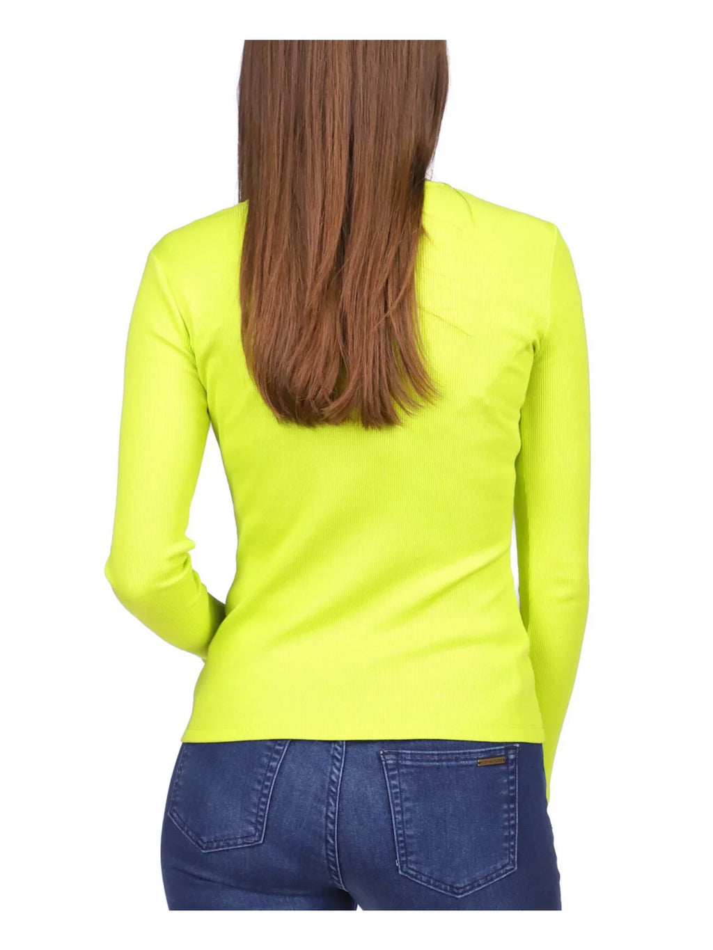 MICHAEL KORS Womens Green Cut Out Ribbed Ring Hardware Long Sleeve V Neck Top S