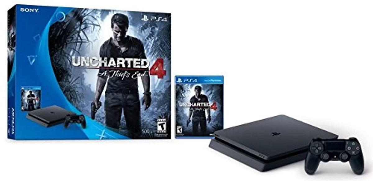 Restored PlayStation 4 Slim 500GB Console Uncharted 4 Bundle ebony UMA134 (Refurbished)