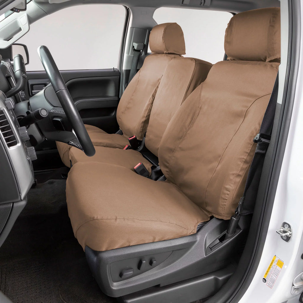 Covercraft SeatSaver Front Row Custom Fit Seat Cover for Select  F-150 Models - Polycotton (Tan) Fits select: 2013-2014  F150 SUPER CAB, 2011-2012  F150