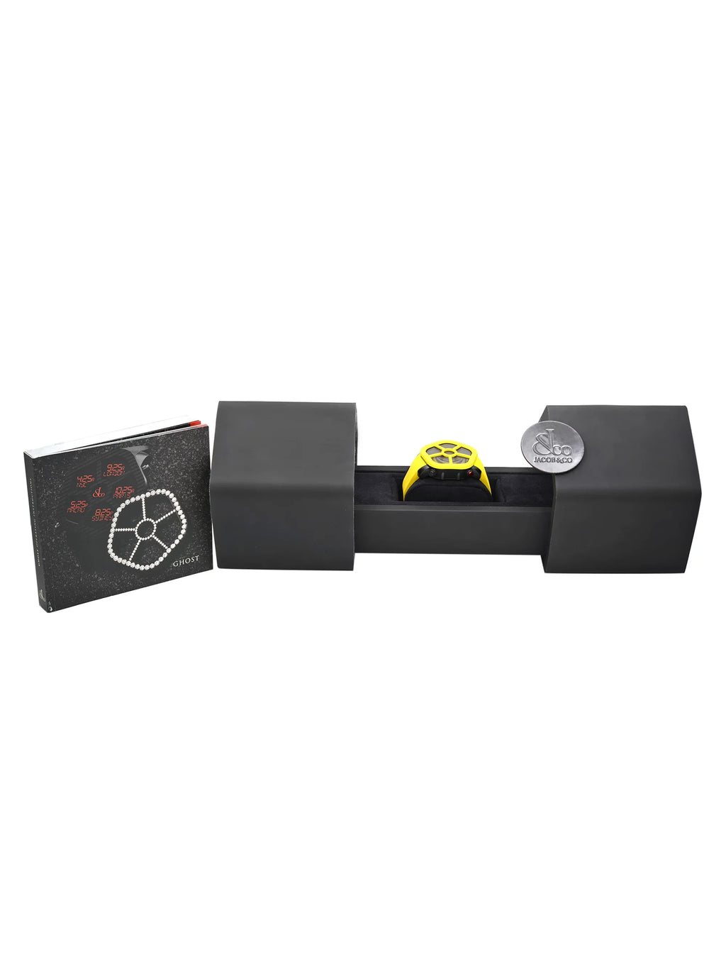 Ghost Steel Carbon Bezel Yellow Quartz Watch GH100.11.NS.PC.ANH4D. Jacob & Co