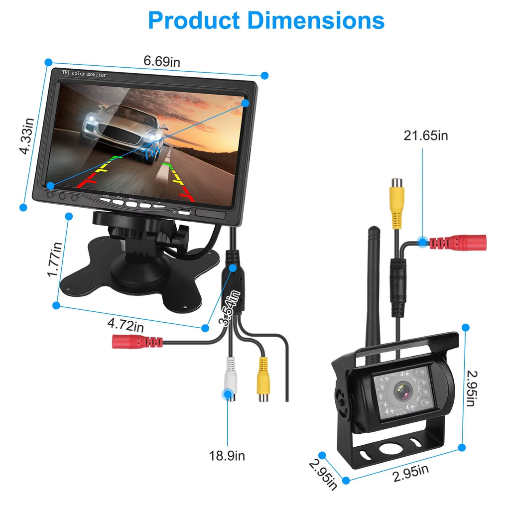 Wireless Car Backup Camera, iMountek Car Parking Reverse System with 7In Screen Night Vision 2.4G Stable Signal for Car Trunk Van SUV