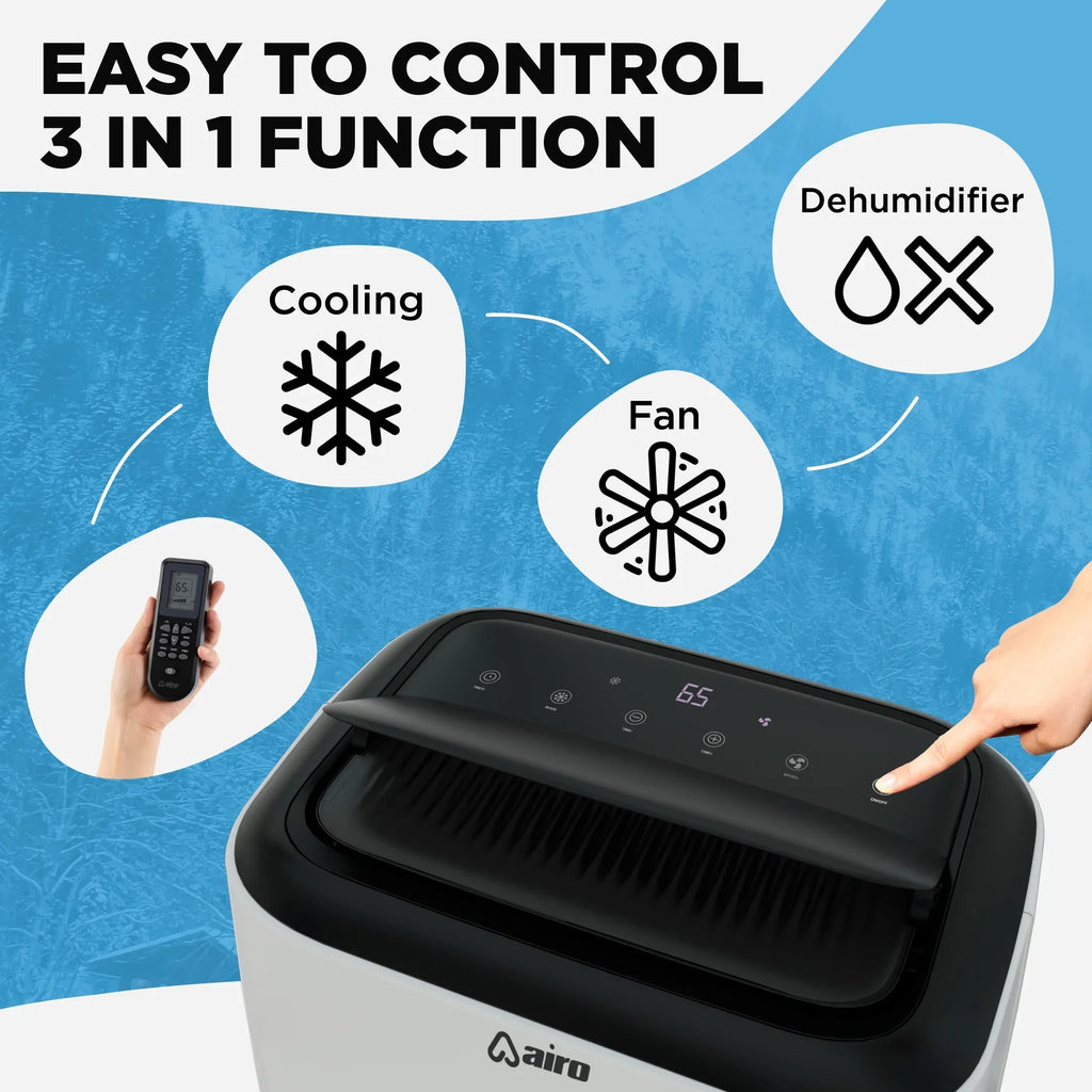 Airo Comfort Portable Air Conditioner 8000 BTU (12000 BTU ASHRAE), Standing AC Unit with DIY Window Kit