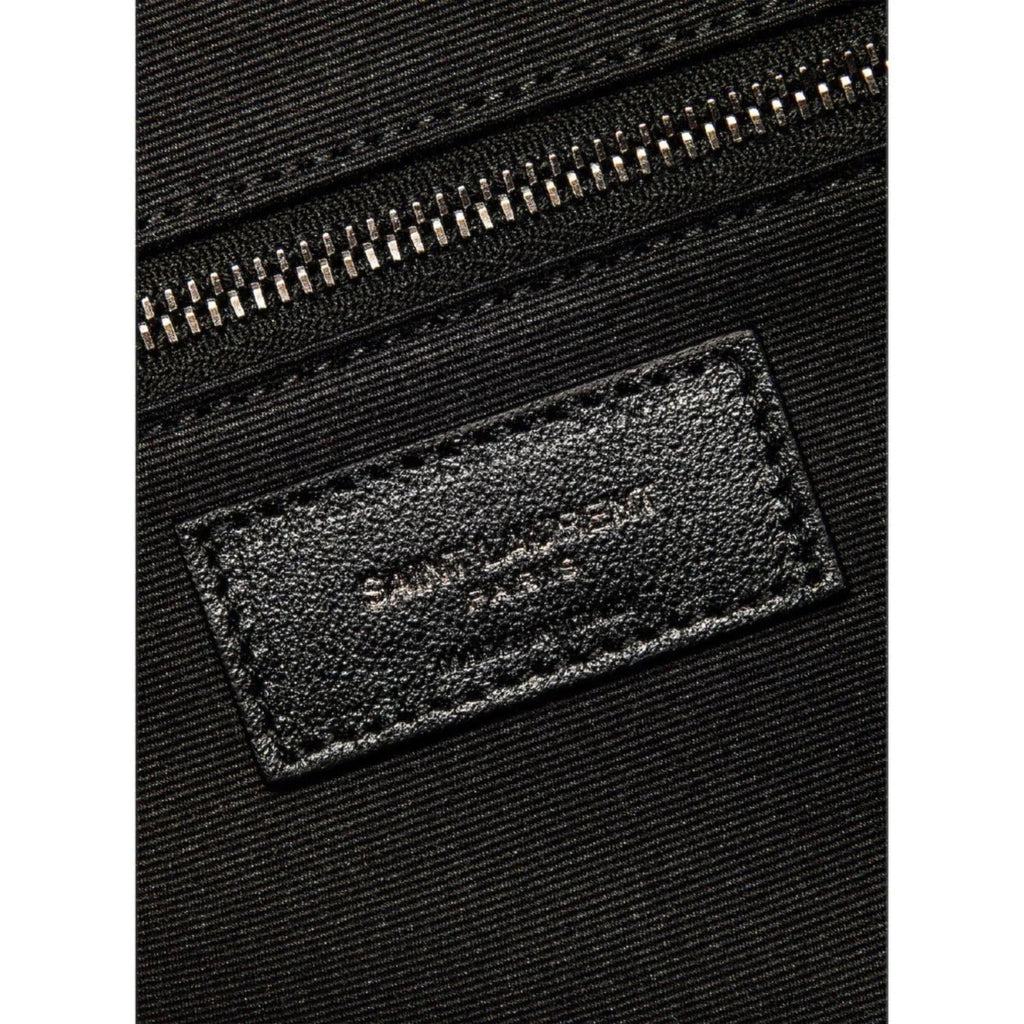 New Saint Laurent Miles Logo dark Calf Leather Duffel Bowling Bag 525145