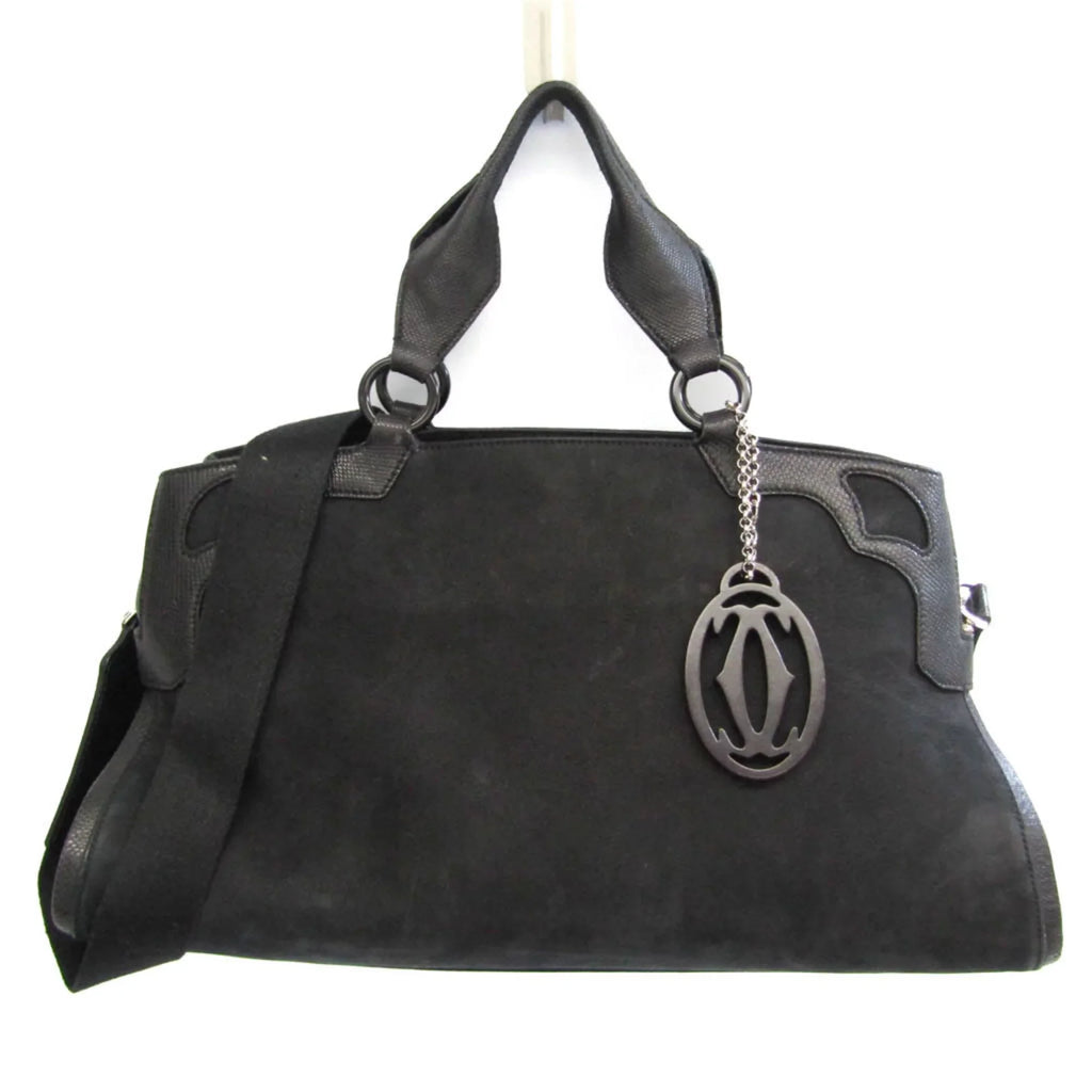 Pre-Owned Cartier Marcello Water Snake L1000928 Women's Suede,Leather Handbag,Shoulder Bag dark (Good)