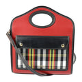 Pre-Owned BURBERRY Burberry mini pocket bag handbag leather nylon canvas red ebony multicolor gold metal fittings check pattern 2WAY shoulder (Good)