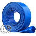 BENTISM Swimming Pool Filter Backwash Hose with Clamps 2'' x 50' Premium polyvinyl chloride Lay Flat Discharge Hose Blue Weather and Chemical Resistant