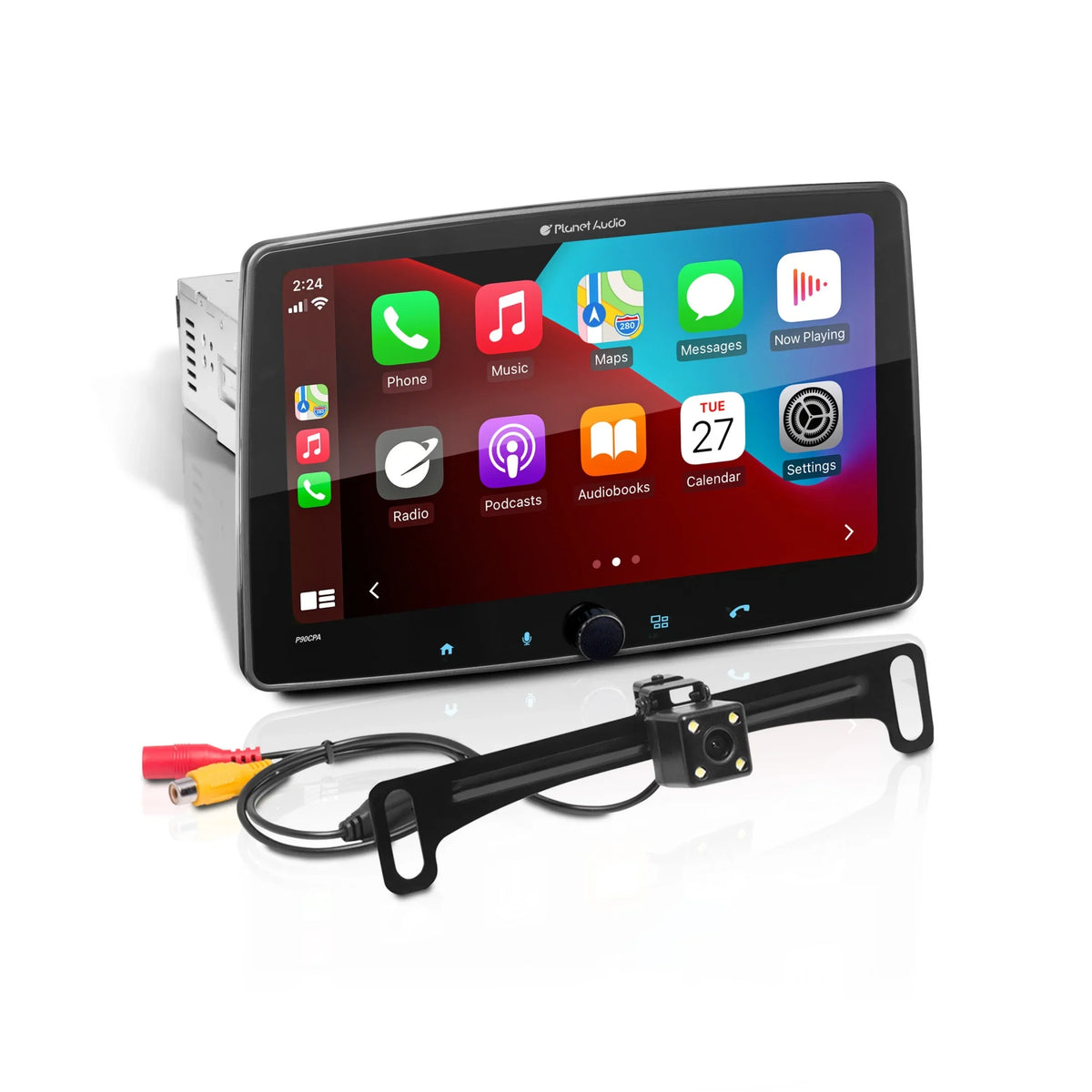 Planet Audio P90CPAC Car Stereo -  CarPlay, Android Auto, Single Din, 9 inch Capacitive Touchscreen, Bluetooth, No CD DVD Player, AM/FM Radio Receiver, Backup Camera