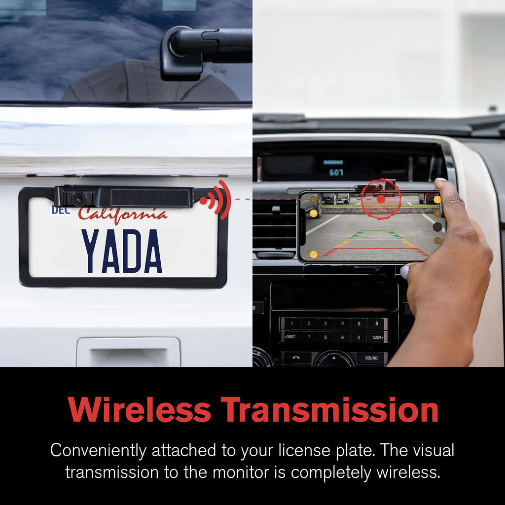 YADA 1080P Full HD Wireless Portable Backup Camera, App Controlled via Bluetooth and Wi-Fi on Phone, Solar Powered Wireless Charging, Universally Compatible, Easy Installation, ebony