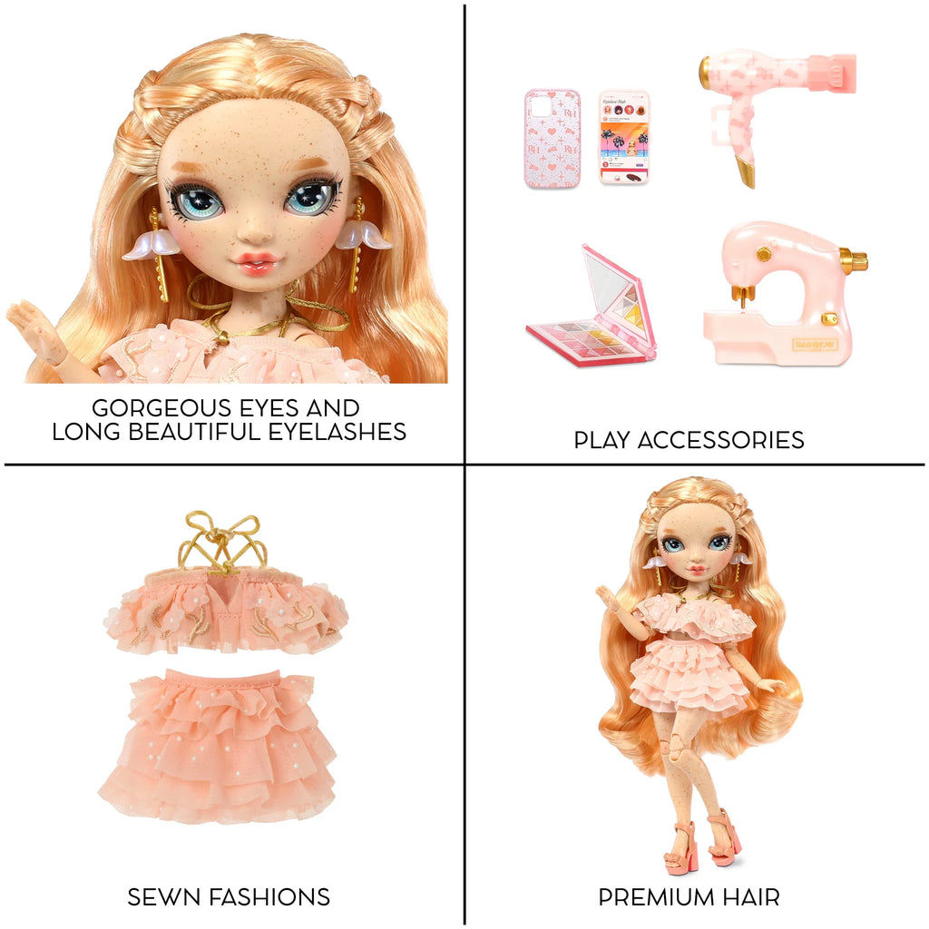 Kids Gift 4-12 Years and Collectors. Fashionable Outfit & 10+ Colorful Play Accessories. Rainbow High Victoria - Light Pink Fashion Doll, Freckles from Head to Toe