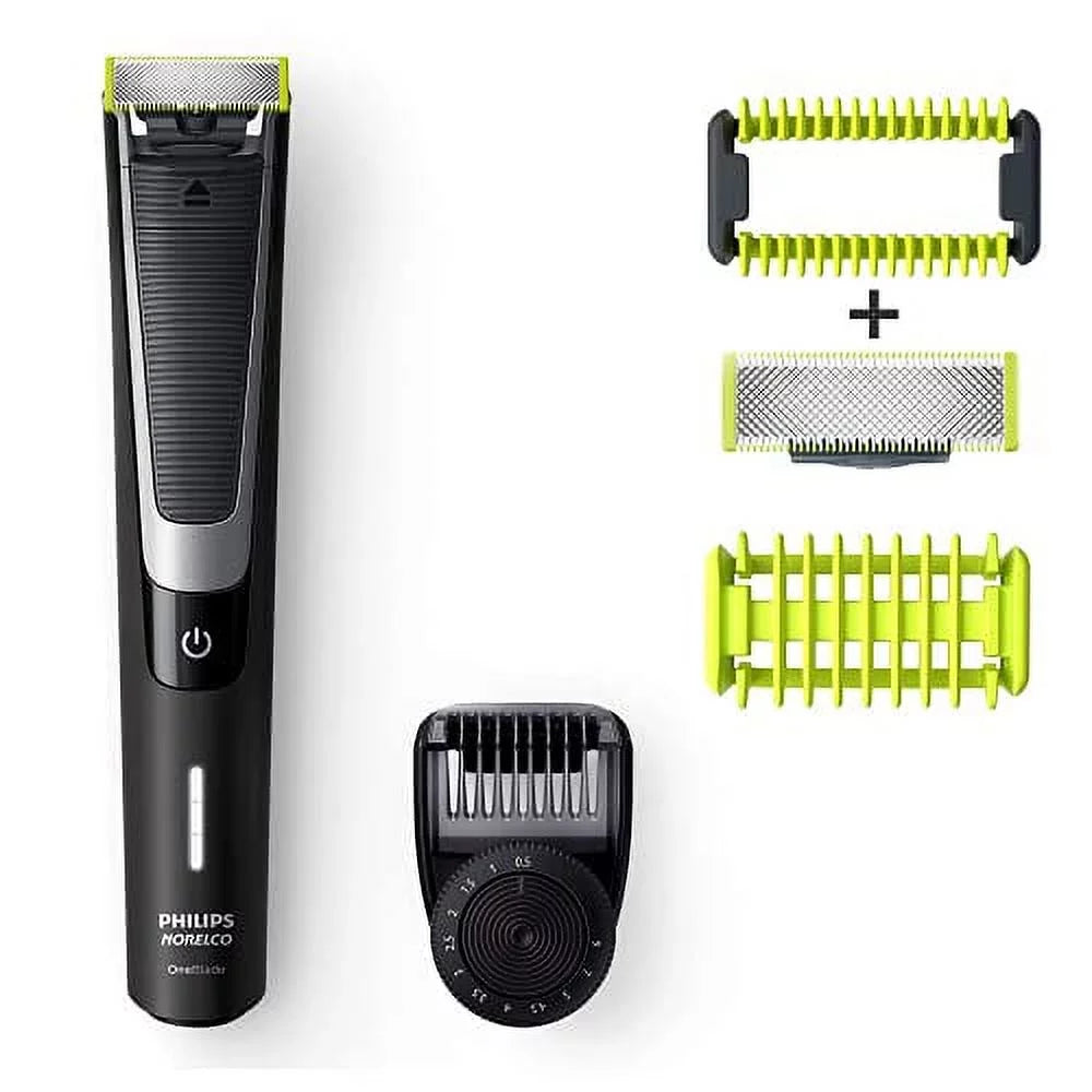 PHILIPS Norelco OneBlade Hybrid Styler Electric Trimmer & Shaver, QP6510 + OneBlade Body Kit, 3 Pieces, charcoal