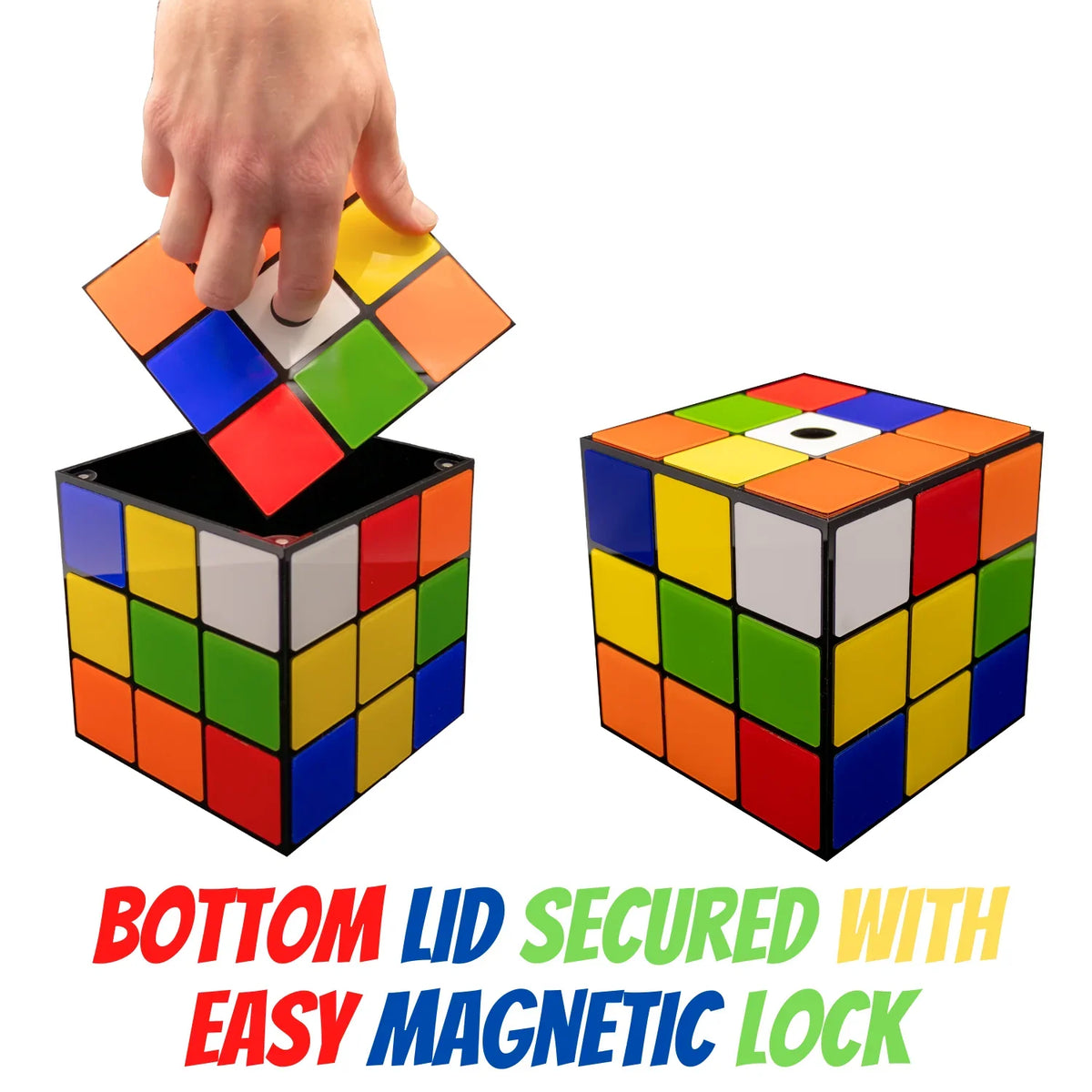 Magic Cube Tissue Box Cover | Big Bang Theory Props & Decor | Easy Use with Magnetic Bottom Lid to Keep Tissues Secure