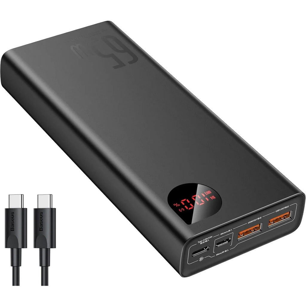 Baseus Adaman Power Bank, 65W 20000mAh Laptop Portable Charger, Fast Charging USB C Battery Pack for MacBook, , iPhone 15/14/13Pro Max charcoal