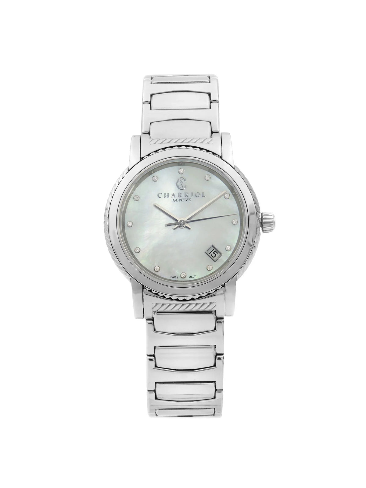 Charriol Parisii Steel Diamond White MOP Dial Quartz Ladies Watch P33S2.920.001
