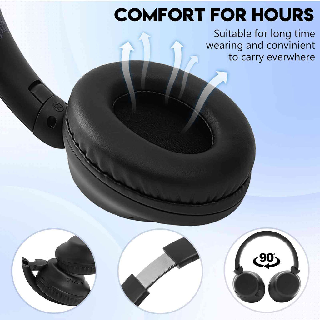 UrbanX Perfect Comfort 955 II Overhead Wireless Bluetooth Headphones For Infinix Smart 5 (India) Noise-Cancelling, with – charcoal
