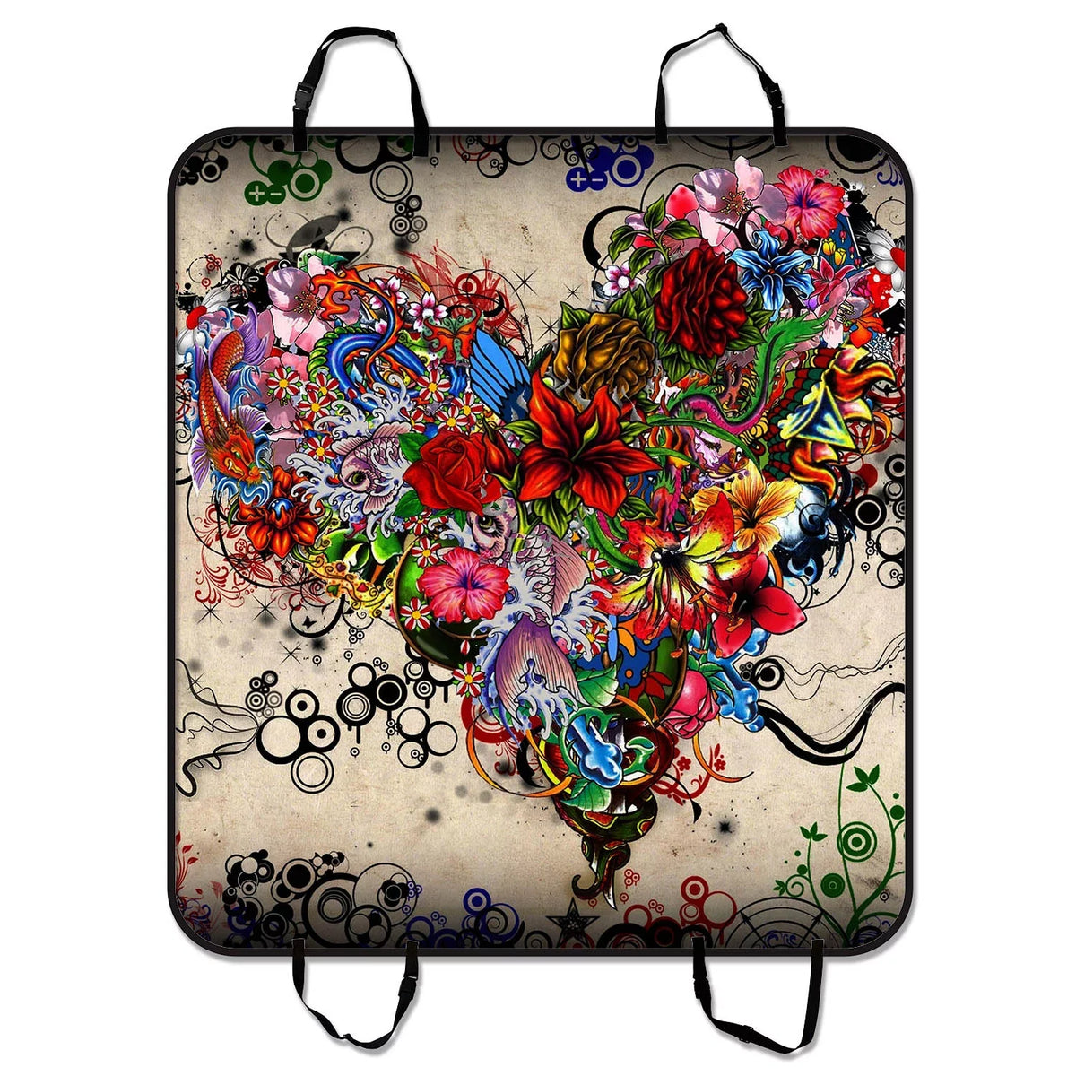 GCKG Wallpaper Stars Flowers Heart Emotions Colorful Pet Car Seat Cover Dog Car Seat Mat Hammock Cargo Mat Trunk Mat For Cars Trucks and SUV 54x60 inches