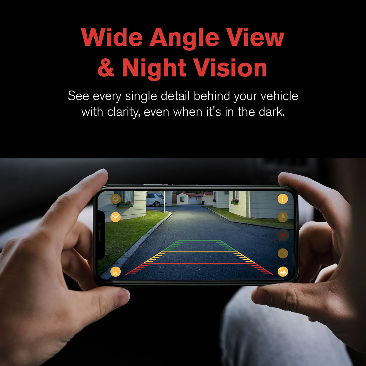 YADA 1080P Full HD Wireless Portable Backup Camera, App Controlled via Bluetooth and Wi-Fi on Phone, Solar Powered Wireless Charging, Universally Compatible, Easy Installation, ebony