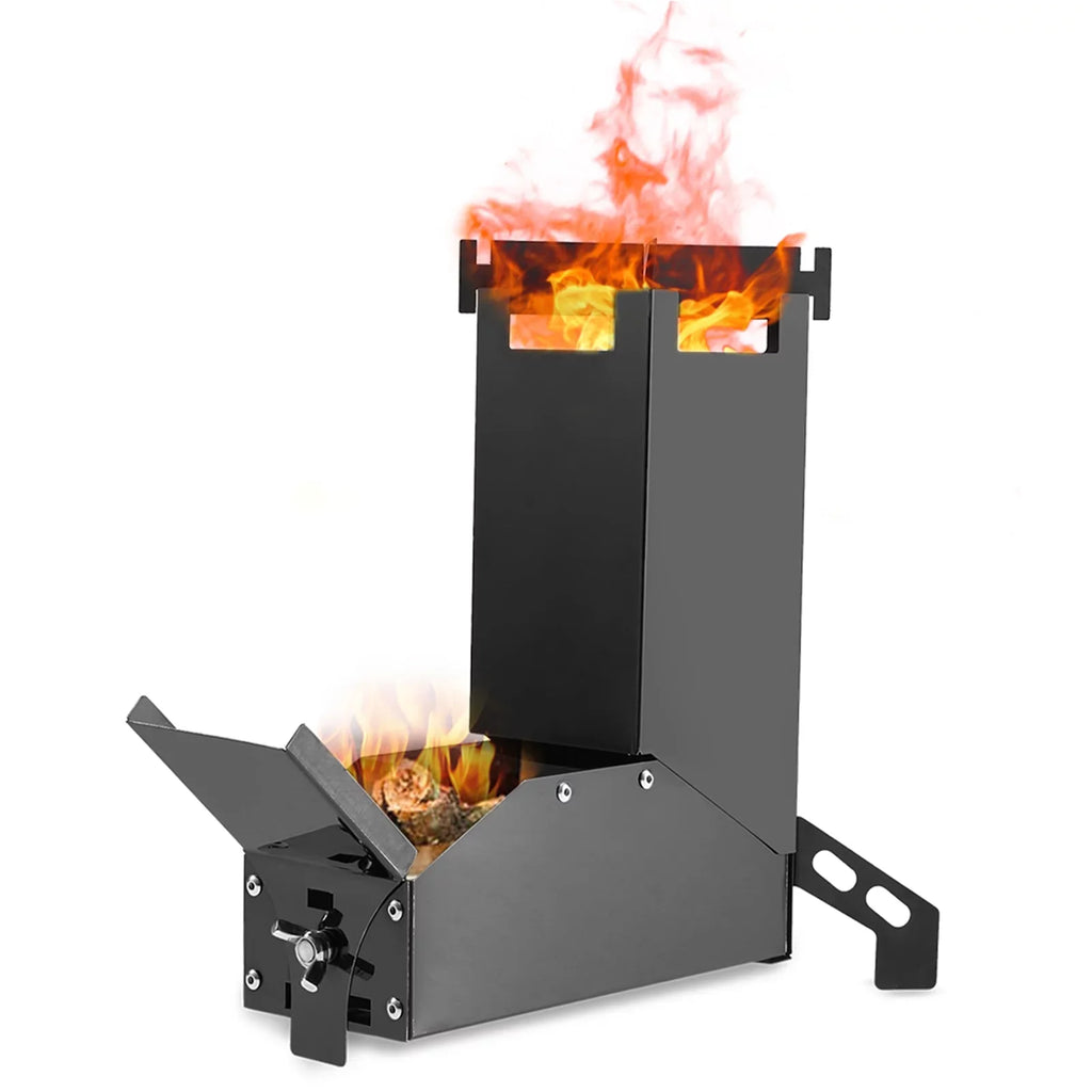 Lixada Collapsible Wood Burning Stove, Stainless Steel Rocket Stove for Backpacking and Camping, Compact and Lightweight