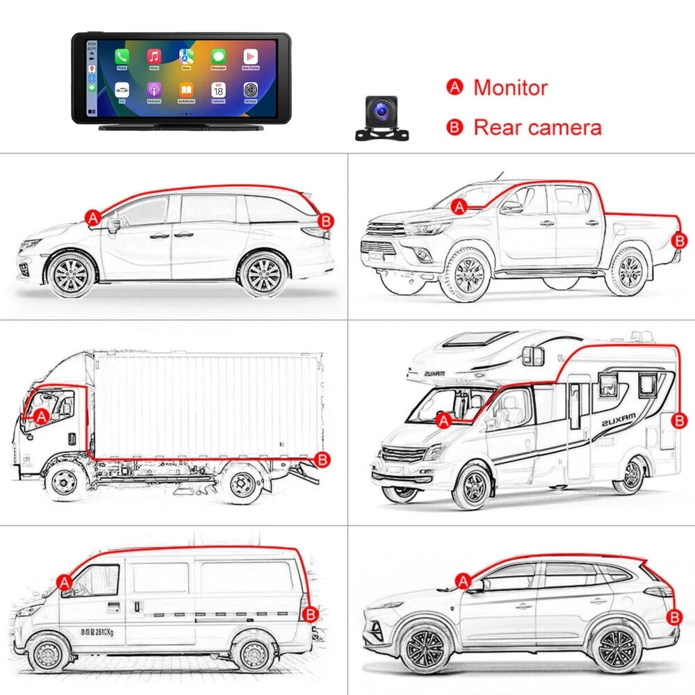 Virwir Wireless  Carplay Car Stereo Portable 6.86 25mm Touch Screen  Carplay and Android Auto1080p Backup Camera with Mirror Link