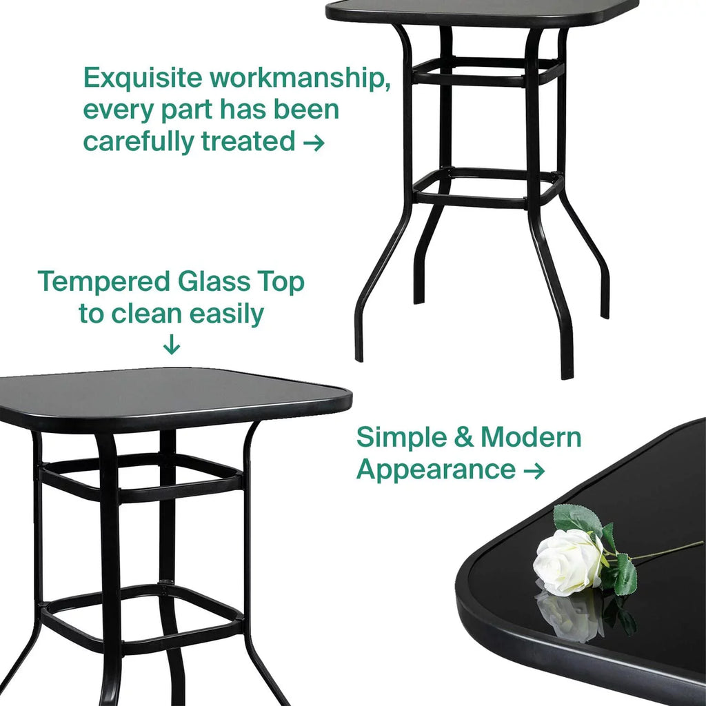 Marlowe Aesthetically Designed Multi Purpose Solid Glass Bar Table With Metal Finish