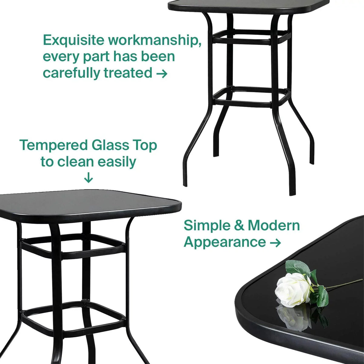 Marlowe Aesthetically Designed Multi Purpose Solid Glass Bar Table With Metal Finish