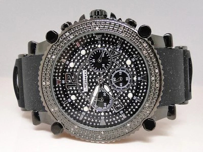 XL charcoal JoJino Rubber Band Diamond Watch 50mm