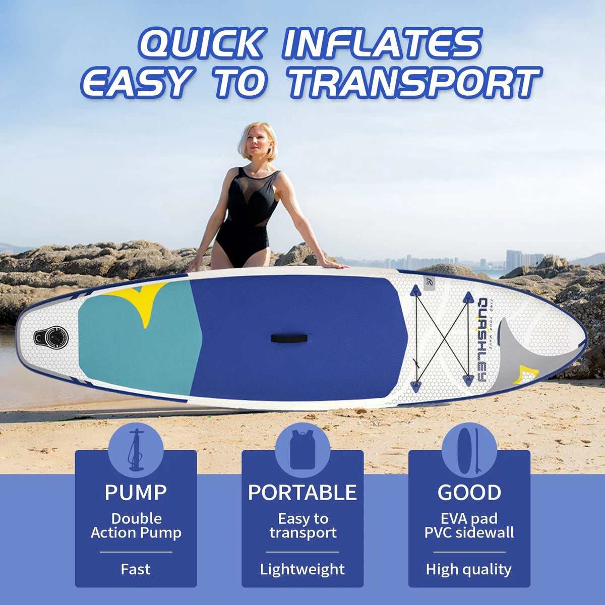 Inflatable Stand Up Paddle Board Complete with Premium SUP Accessories Carry Bag