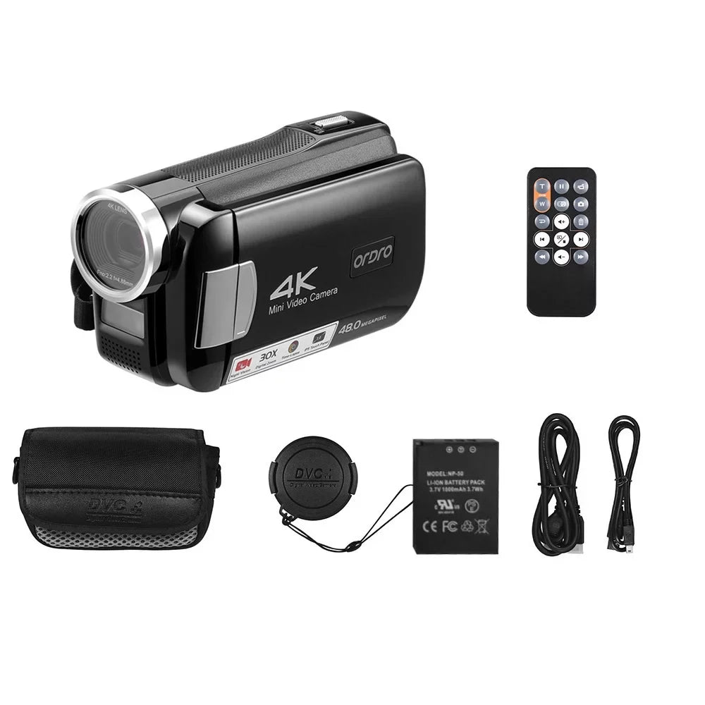 GoolRC AC2 4K Digital Video DV Recorder 48MP 30X Digital Zoom IR 3.0 inch IPS Touchscreen with Battery Remote Control Carry Bag