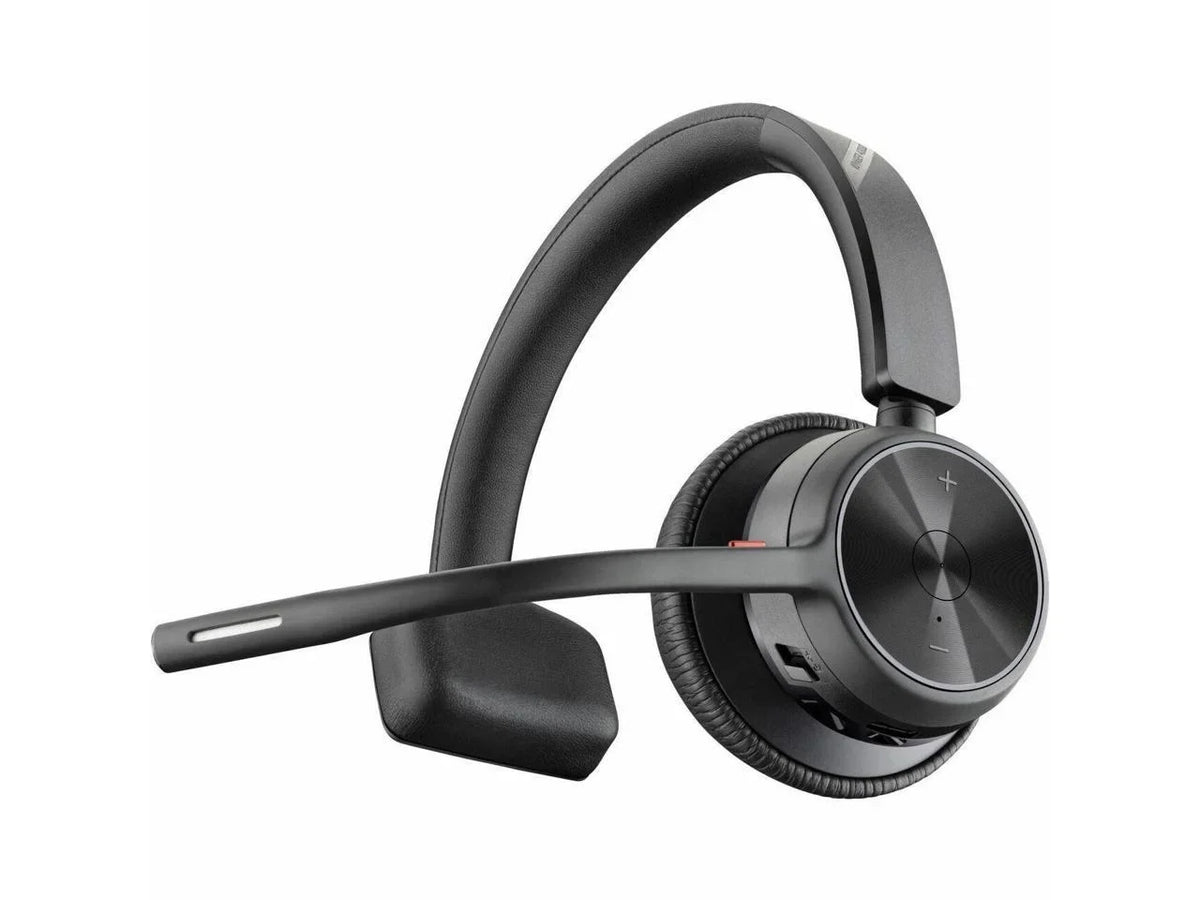 Poly Voyager 4310 USB-C Headset with Charge Stand - Siri, Google Assistant - Mono - Wireless - Bluetooth - 298.6 ft - 20 Hz - 20 kHz - Over-the-head, On-ear - Monaural - Ear-cup - Electret Condense...