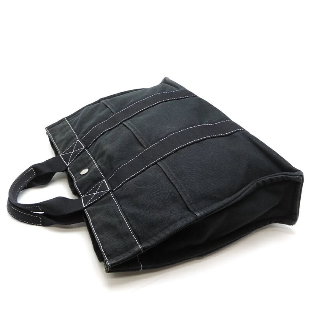 Pre-Owned Hermes Deauville MM Ladies Tote Bag Cotton Canvas charcoal (Fair)